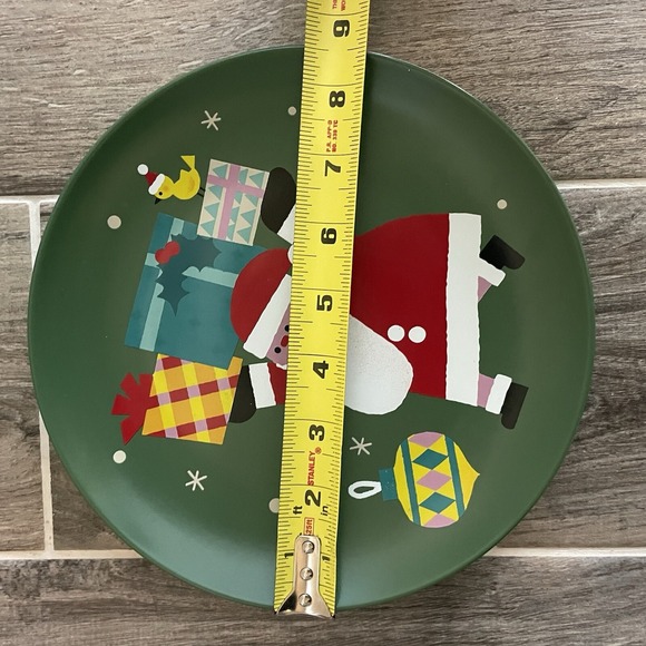 Target Santa Appetizer Plate Milk And Cookies 8.5" Green Yiffy Gu Stoneware - Picture 2 of 3